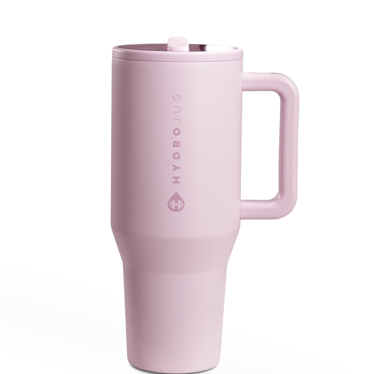HydroJug Traveler - 32 oz Water Bottle with Handle & Flip Straw - Fits in Cup Holder, Leak Resistant Tumbler-Reusable Insulated Stainless Steel & Rubber Base - Gifts for Women & Men, Pink Sand