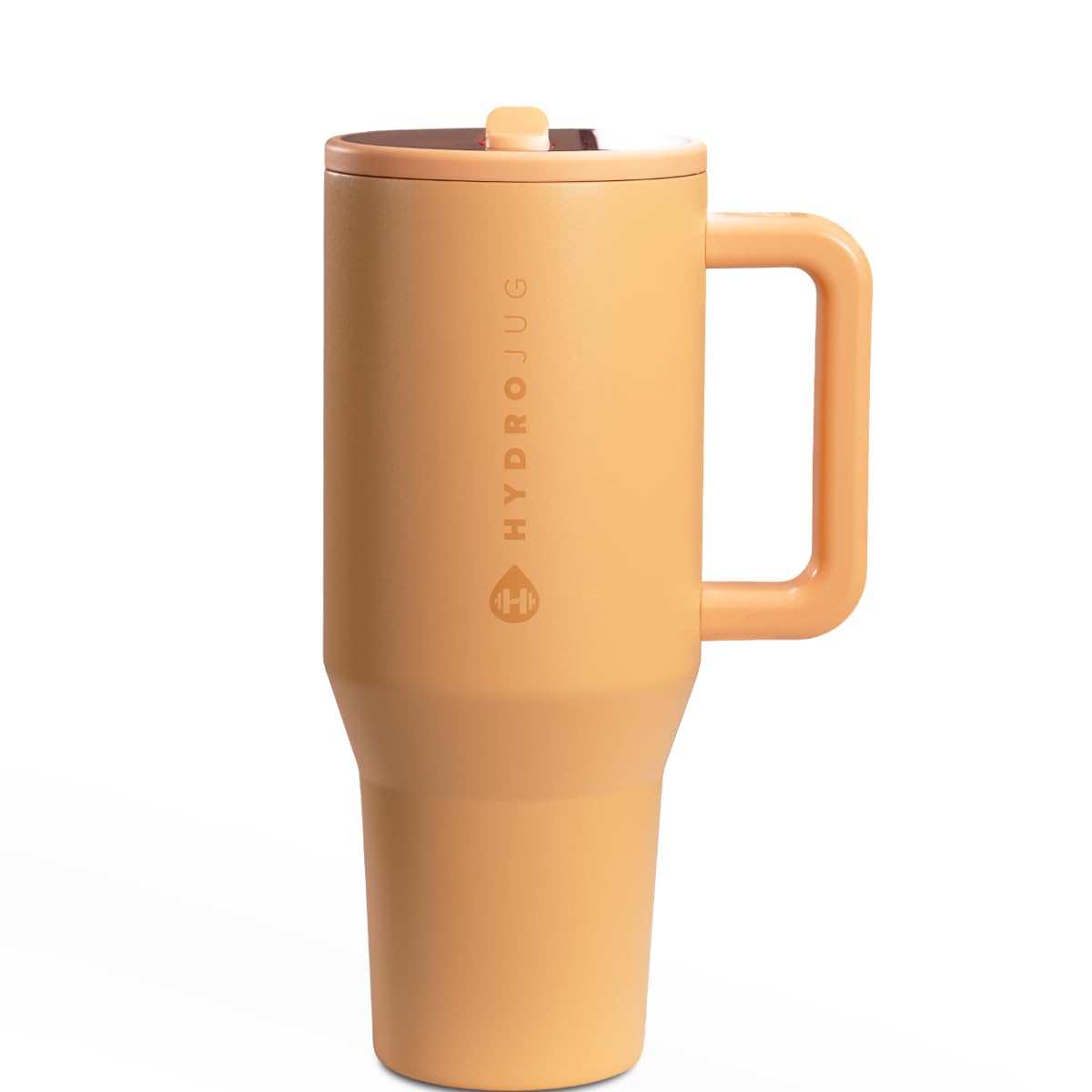 HydroJug Traveler - 32 oz Water Bottle with Handle & Flip Straw - Fits in Cup Holder, Leak Resistant Tumbler-Reusable Insulated Stainless Steel & Rubber Base - Gifts for Women & Men, Pink Sand
