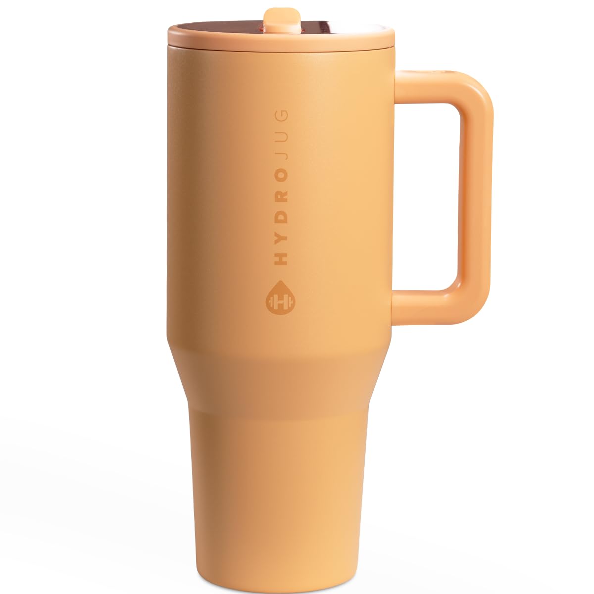HydroJug Traveler - 32 oz Water Bottle with Handle & Flip Straw - Fits in Cup Holder, Leak Resistant Tumbler-Reusable Insulated Stainless Steel & Rubber Base - Gifts for Women & Men, Pink Sand