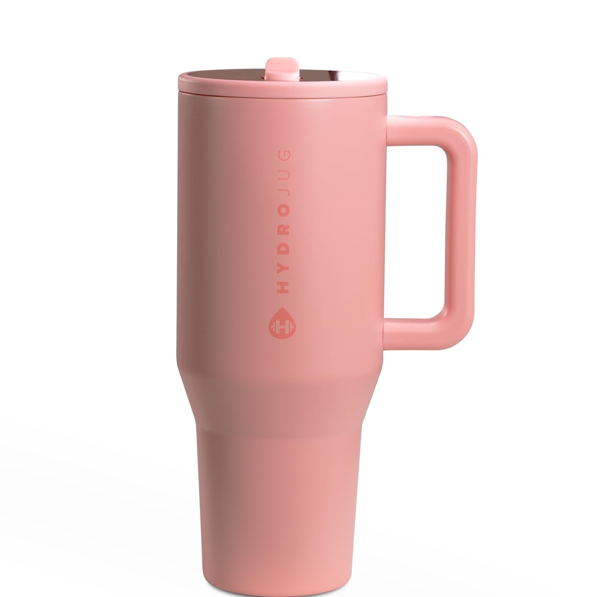 HydroJug Traveler - 32 oz Water Bottle with Handle & Flip Straw - Fits in Cup Holder, Leak Resistant Tumbler-Reusable Insulated Stainless Steel & Rubber Base - Gifts for Women & Men, Pink Sand