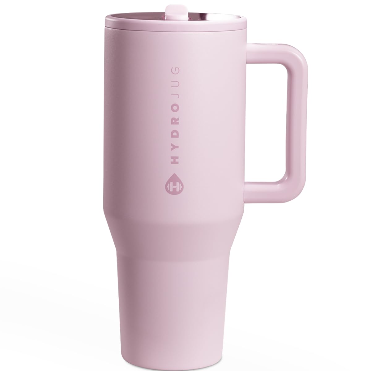 HydroJug Traveler - 32 oz Water Bottle with Handle & Flip Straw - Fits in Cup Holder, Leak Resistant Tumbler-Reusable Insulated Stainless Steel & Rubber Base - Gifts for Women & Men, Pink Sand