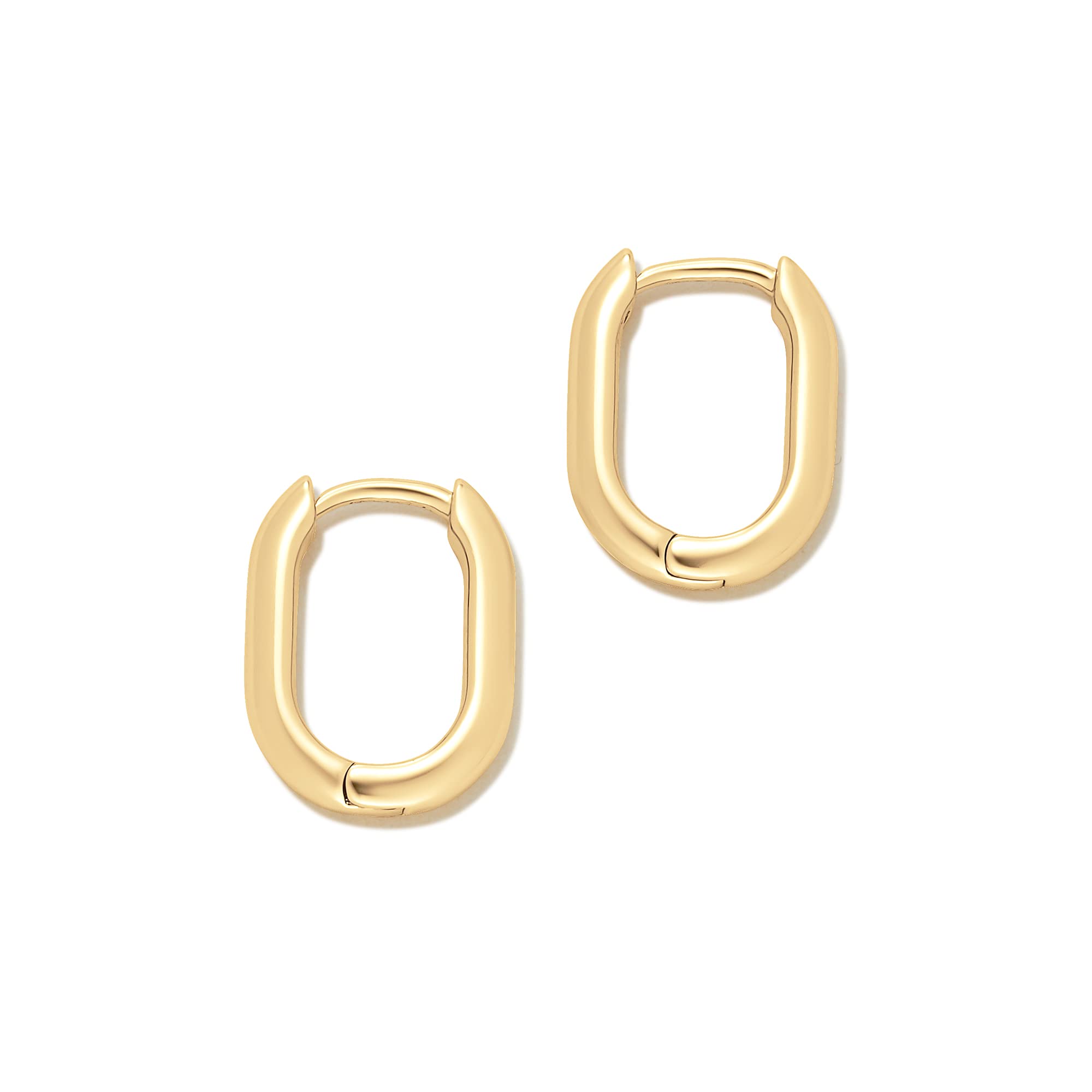 Amazon Essentials 14k Gold Plated or Silver Plated Modern Oval Hoop Earrings