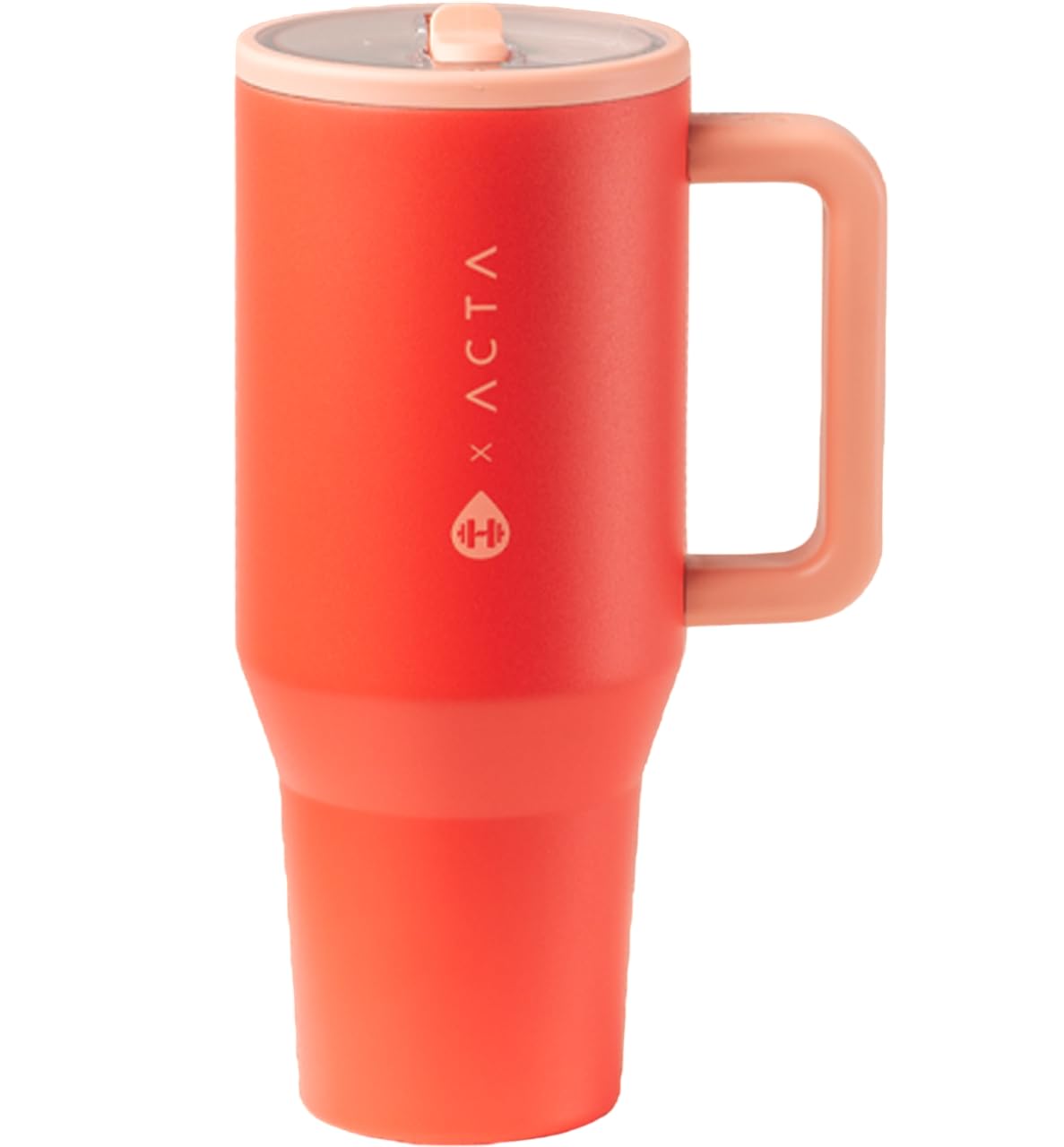 HydroJug Traveler - 32 oz Water Bottle with Handle & Flip Straw - Fits in Cup Holder, Leak Resistant Tumbler-Reusable Insulated Stainless Steel & Rubber Base - Gifts for Women & Men, Pink Sand
