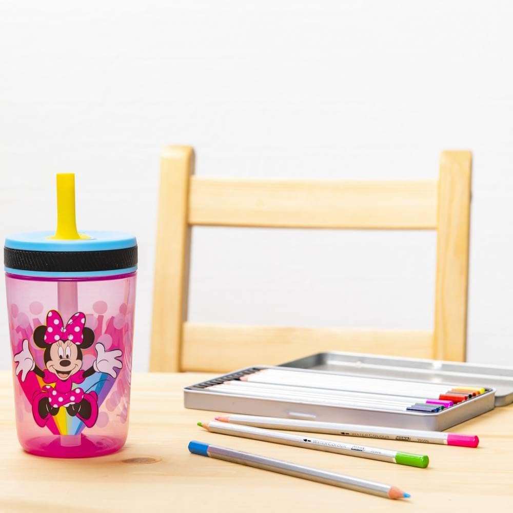 Zak Designs Kelso Toddler Cups For Travel or At Home, 15oz 2-Pack Durable Plastic Sippy Cups With Leak-Proof Design is Perfect For Kids (Sweet Berry, Lemon Zest)