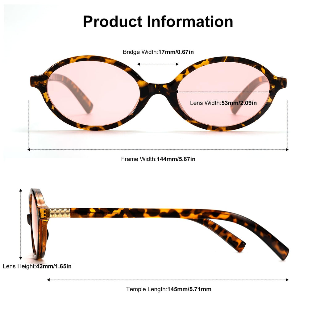 ViewJoy Retro Oval Sunglasses for Women Vintage 90s Y2K Trendy Designer Sun Glasses