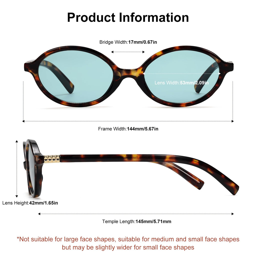 ViewJoy Retro Oval Sunglasses for Women Vintage 90s Y2K Trendy Designer Sun Glasses