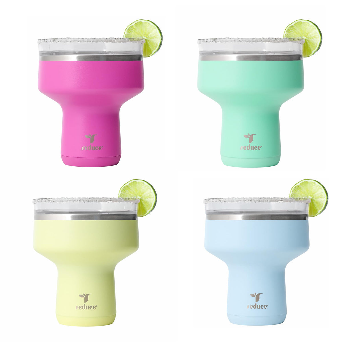 REDUCE Saltini 16 oz Cocktail Tumbler - Insulated Margarita Tumbler with Lid - Keeps Drinks Cold for 10 Hours - 360 Sippable Martini Glass Alternative - Shatterproof, Perfect for Parties - Daiquiri