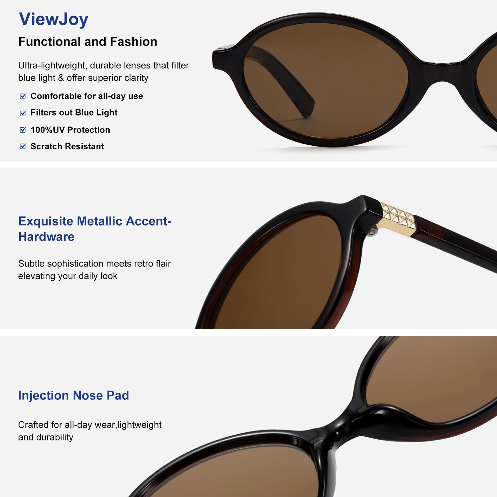 ViewJoy Retro Oval Sunglasses for Women Vintage 90s Y2K Trendy Designer Sun Glasses