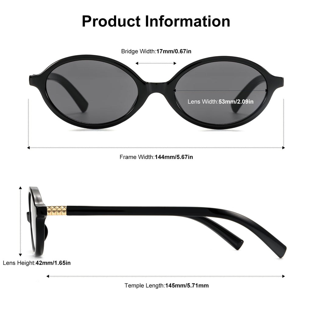ViewJoy Retro Oval Sunglasses for Women Vintage 90s Y2K Trendy Designer Sun Glasses