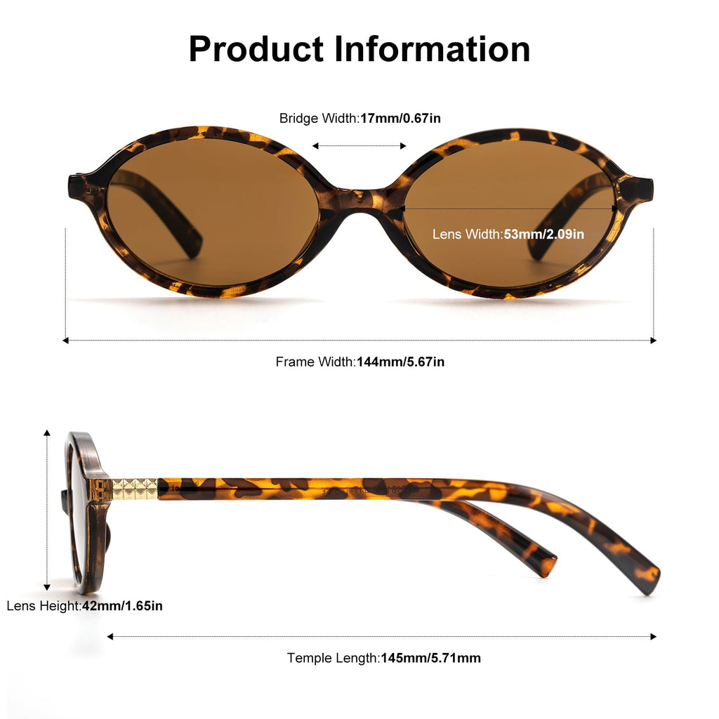 ViewJoy Retro Oval Sunglasses for Women Vintage 90s Y2K Trendy Designer Sun Glasses