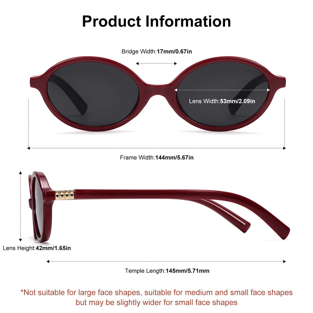 ViewJoy Retro Oval Sunglasses for Women Vintage 90s Y2K Trendy Designer Sun Glasses
