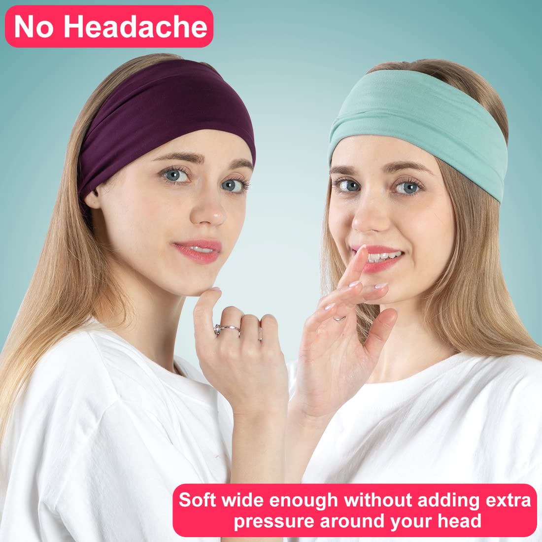 RITOPER Workout Wide Headbands for Women Non Slip, Super Soft Yoga Running Exercise Head Bands, Elastic Sweat Band Hair Bands for Women's Hair, Womens Solid Headband Hair Wrap