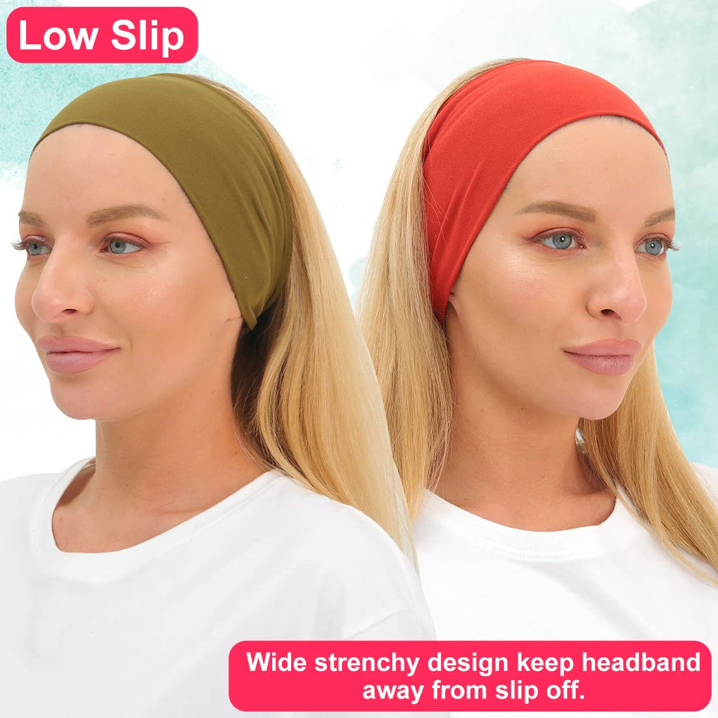 RITOPER Workout Wide Headbands for Women Non Slip, Super Soft Yoga Running Exercise Head Bands, Elastic Sweat Band Hair Bands for Women's Hair, Womens Solid Headband Hair Wrap