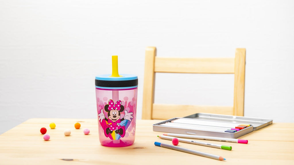 Zak Designs Kelso Toddler Cups For Travel or At Home, 15oz 2-Pack Durable Plastic Sippy Cups With Leak-Proof Design is Perfect For Kids (Sweet Berry, Lemon Zest)