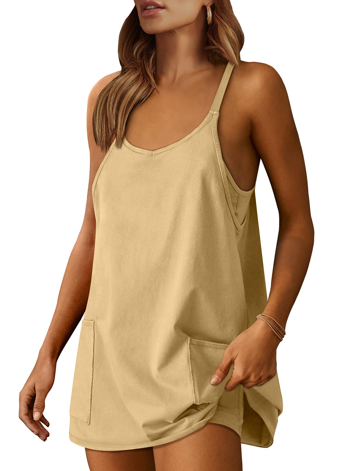 ANRABESS Women Athletic Dress Summer Tennis Workout Active Sports Mini Romper Dress Built in Shorts Travel Vacation Clothes