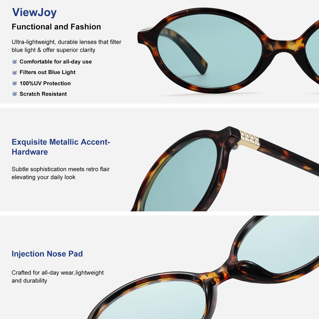 ViewJoy Retro Oval Sunglasses for Women Vintage 90s Y2K Trendy Designer Sun Glasses