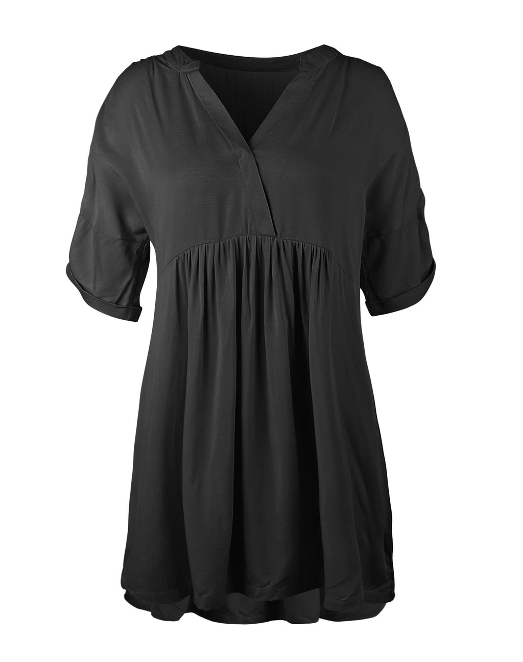 Minclouse Women's Babydoll Short Sleeve Tunic Dress V Neck Cute Casual Loose Dresses