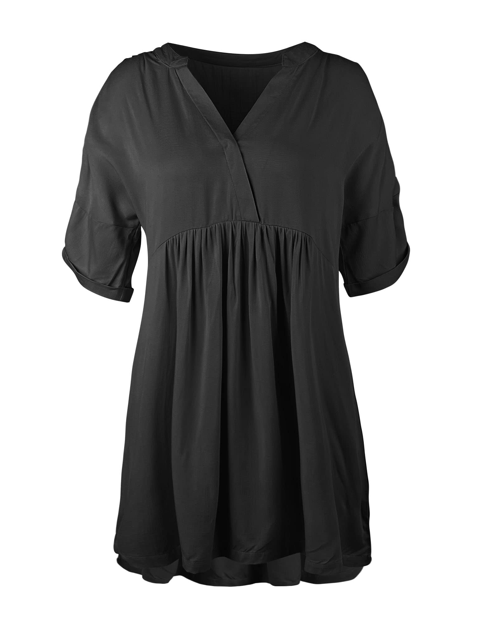 Minclouse Women's Babydoll Short Sleeve Tunic Dress V Neck Cute Casual Loose Dresses