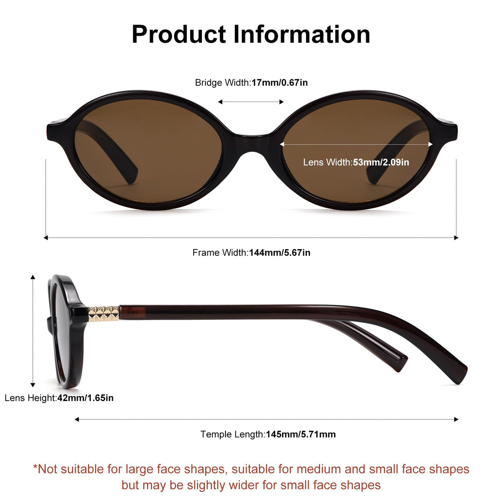 ViewJoy Retro Oval Sunglasses for Women Vintage 90s Y2K Trendy Designer Sun Glasses