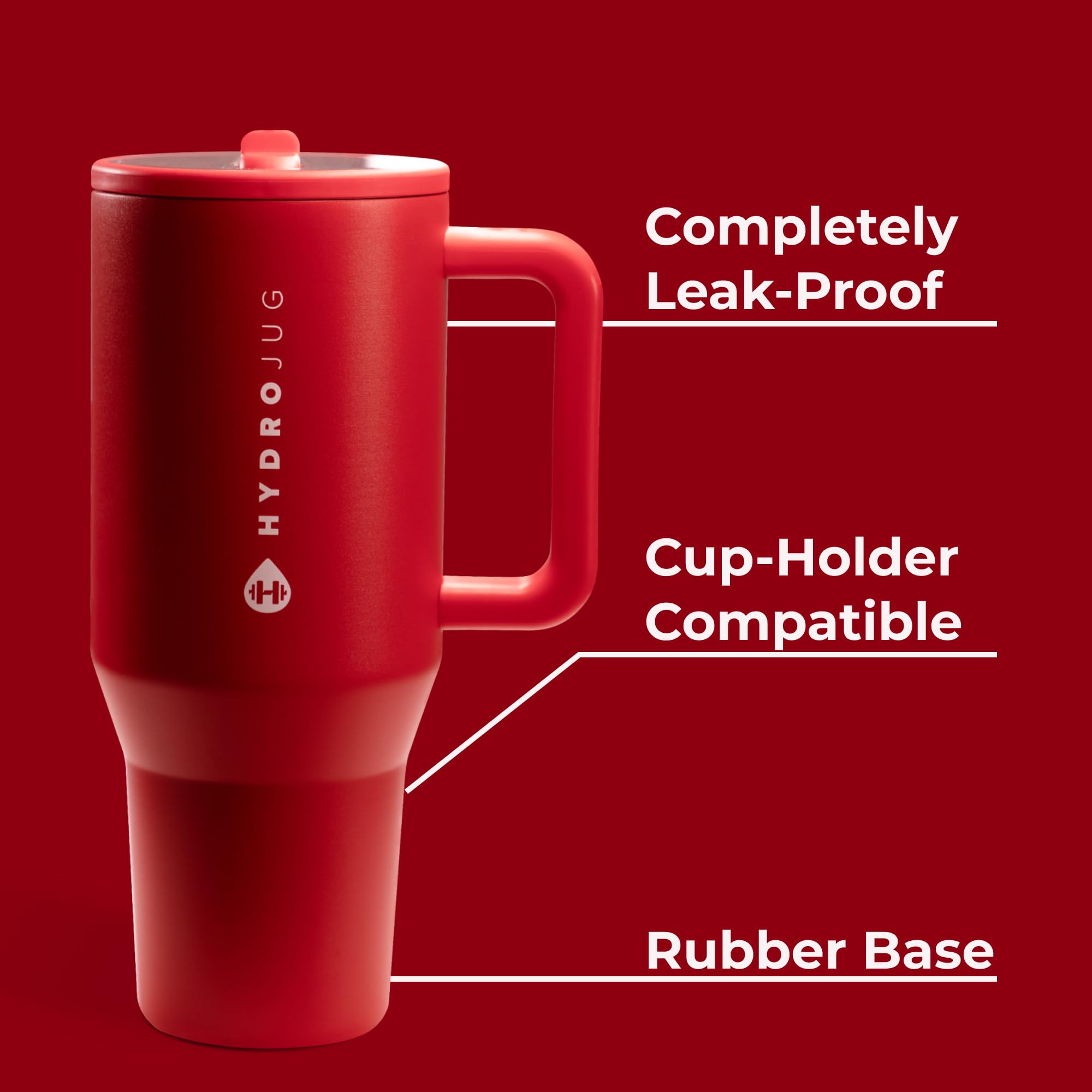 HydroJug Traveler - 32 oz Water Bottle with Handle & Flip Straw - Fits in Cup Holder, Leak Resistant Tumbler-Reusable Insulated Stainless Steel & Rubber Base - Gifts for Women & Men, Pink Sand