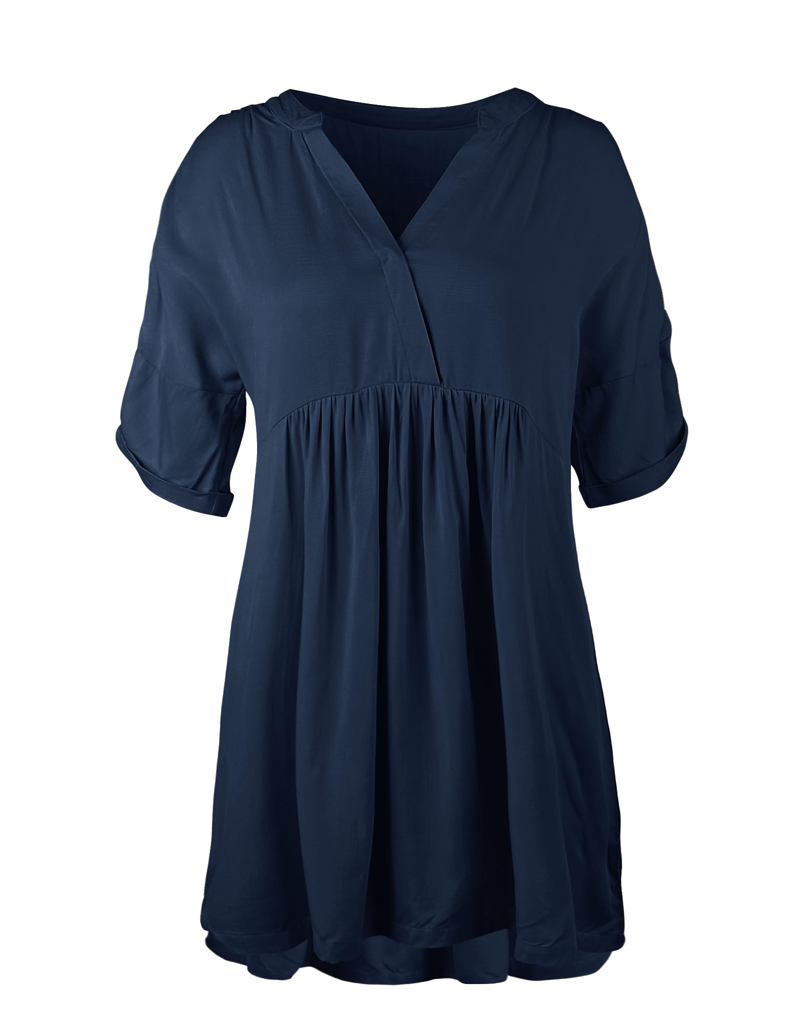 Minclouse Women's Babydoll Short Sleeve Tunic Dress V Neck Cute Casual Loose Dresses