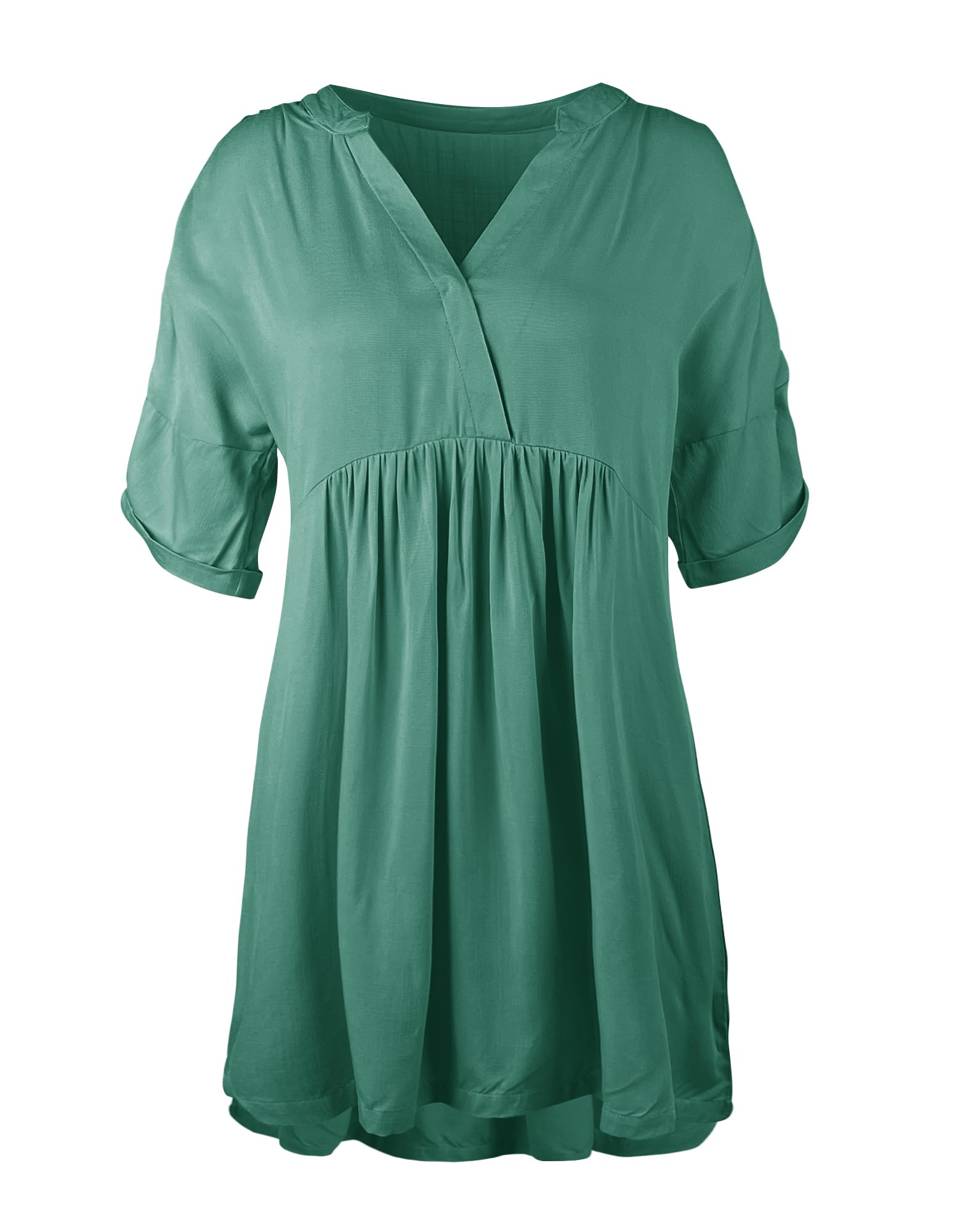 Minclouse Women's Babydoll Short Sleeve Tunic Dress V Neck Cute Casual Loose Dresses