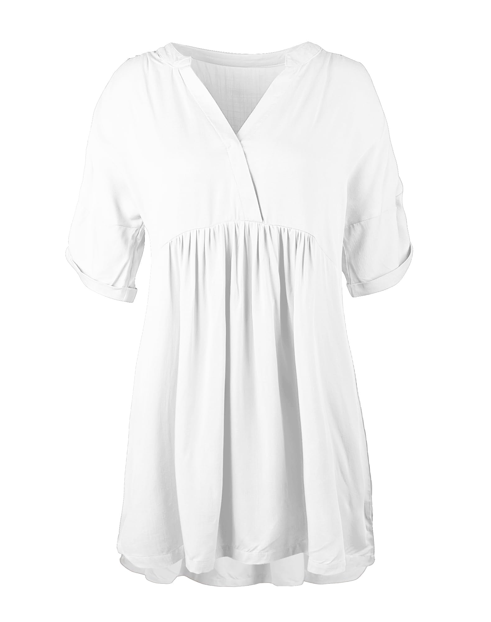 Minclouse Women's Babydoll Short Sleeve Tunic Dress V Neck Cute Casual Loose Dresses