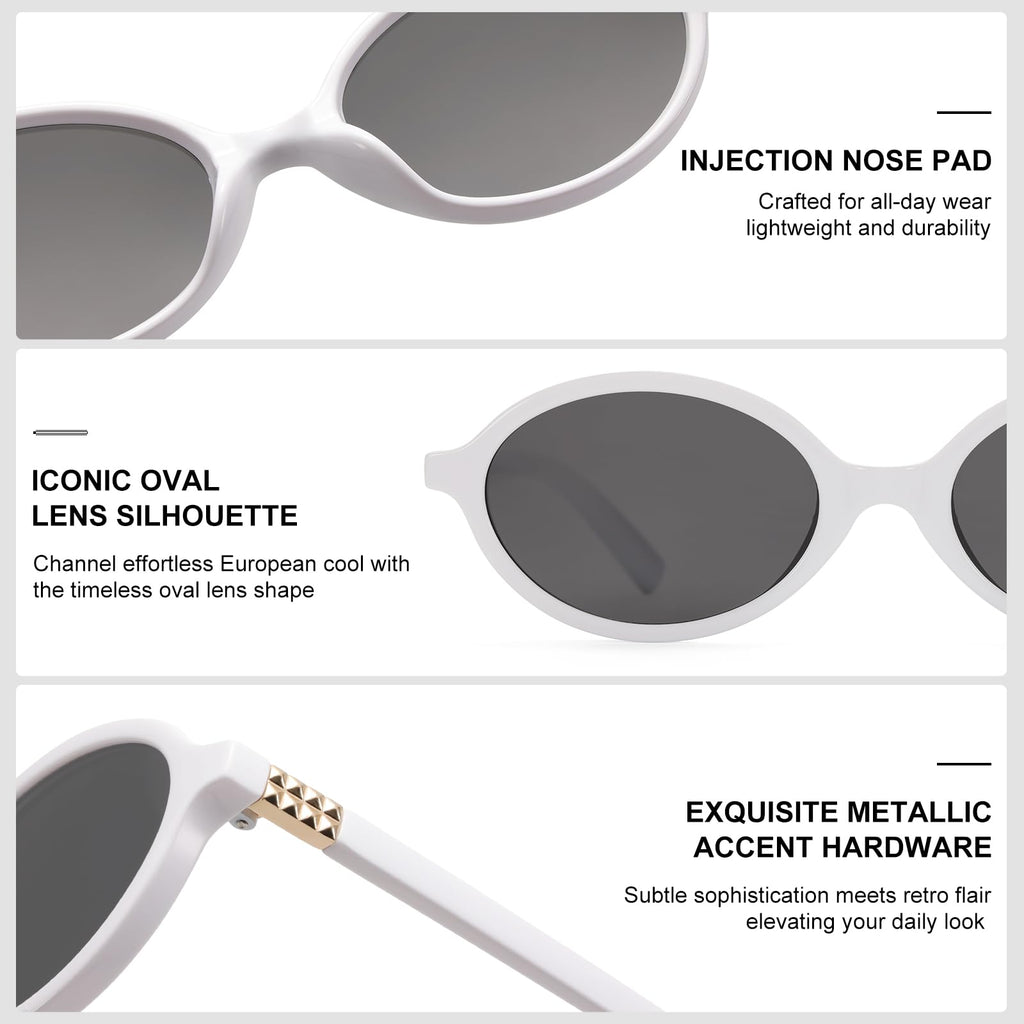 ViewJoy Retro Oval Sunglasses for Women Vintage 90s Y2K Trendy Designer Sun Glasses