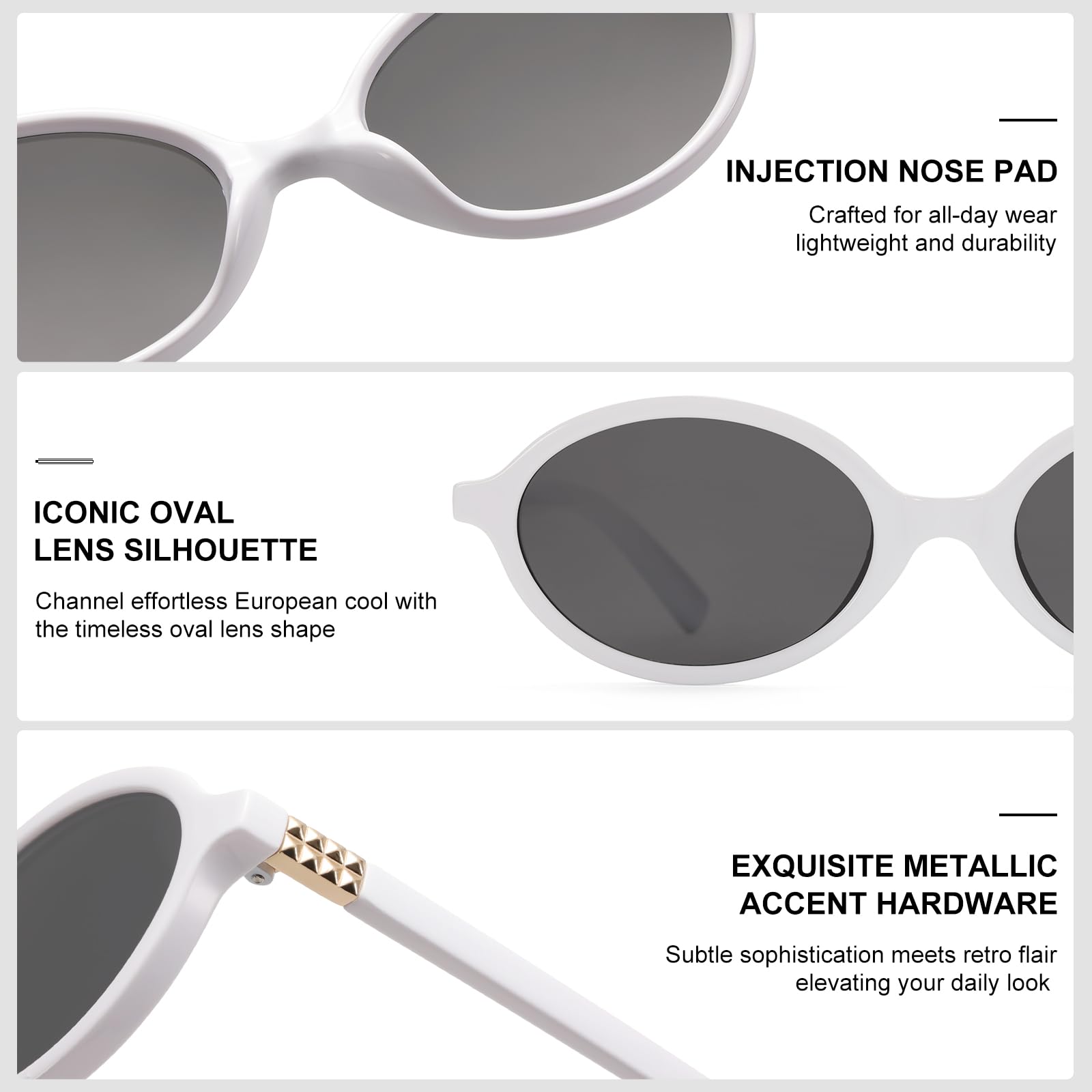 ViewJoy Retro Oval Sunglasses for Women Vintage 90s Y2K Trendy Designer Sun Glasses