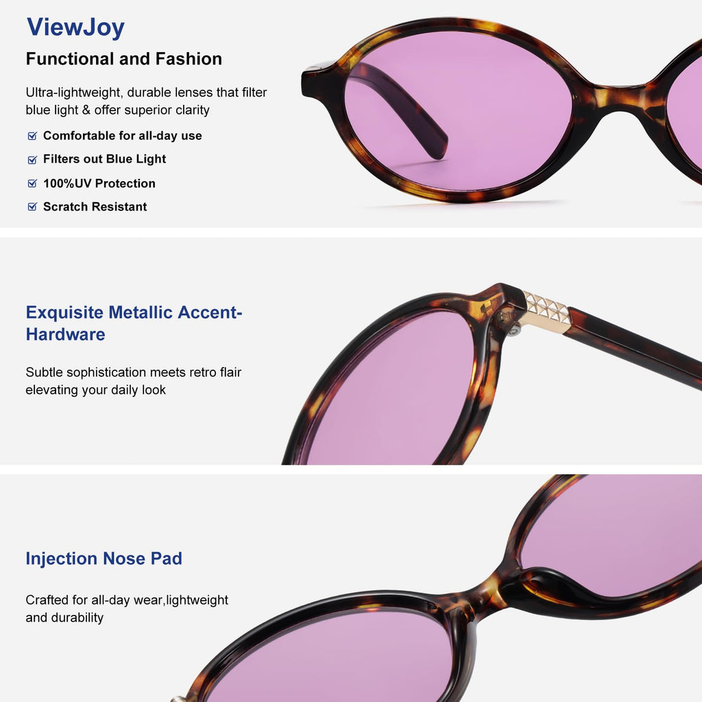 ViewJoy Retro Oval Sunglasses for Women Vintage 90s Y2K Trendy Designer Sun Glasses
