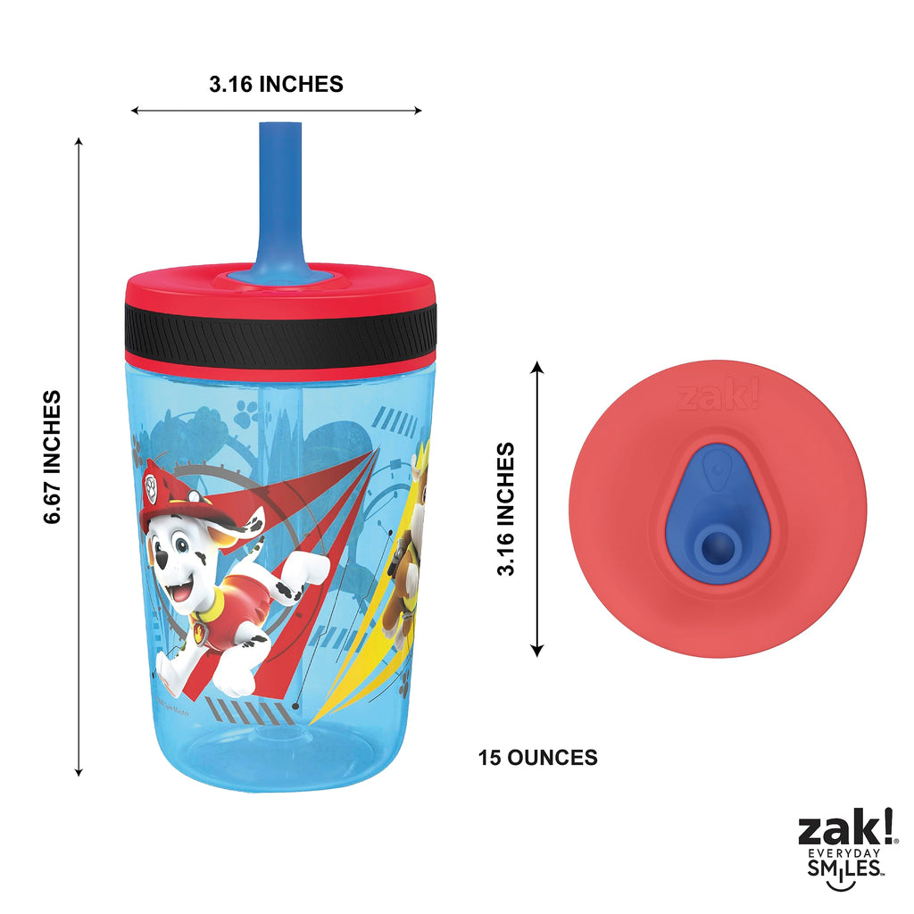 Zak Designs Kelso Toddler Cups For Travel or At Home, 15oz 2-Pack Durable Plastic Sippy Cups With Leak-Proof Design is Perfect For Kids (Sweet Berry, Lemon Zest)