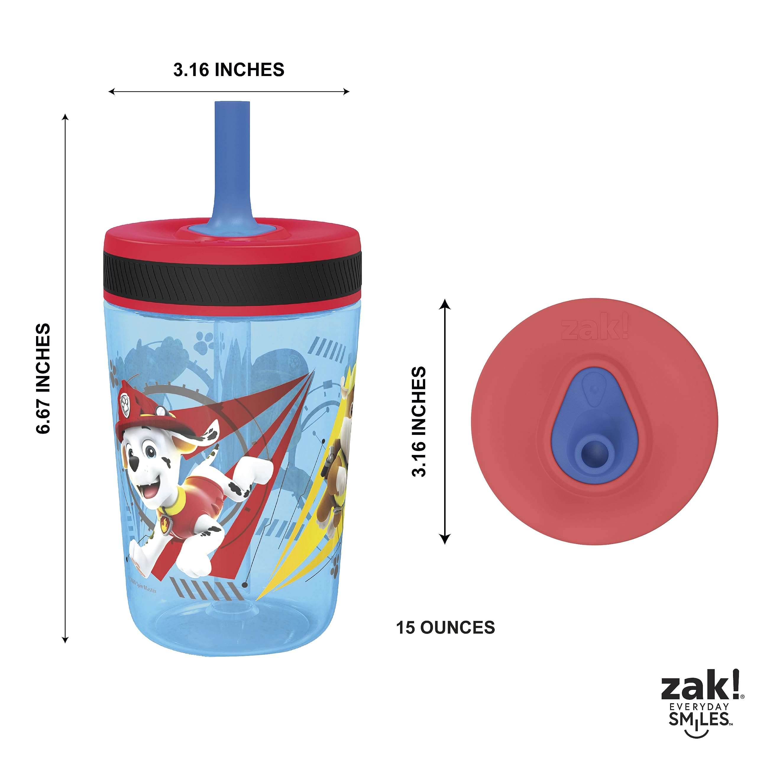 Zak Designs Kelso Toddler Cups For Travel or At Home, 15oz 2-Pack Durable Plastic Sippy Cups With Leak-Proof Design is Perfect For Kids (Sweet Berry, Lemon Zest)