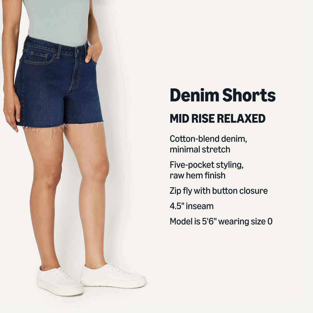 Amazon Essentials Women's Low Stretch Mid-Rise Regular-Fit Jean Short