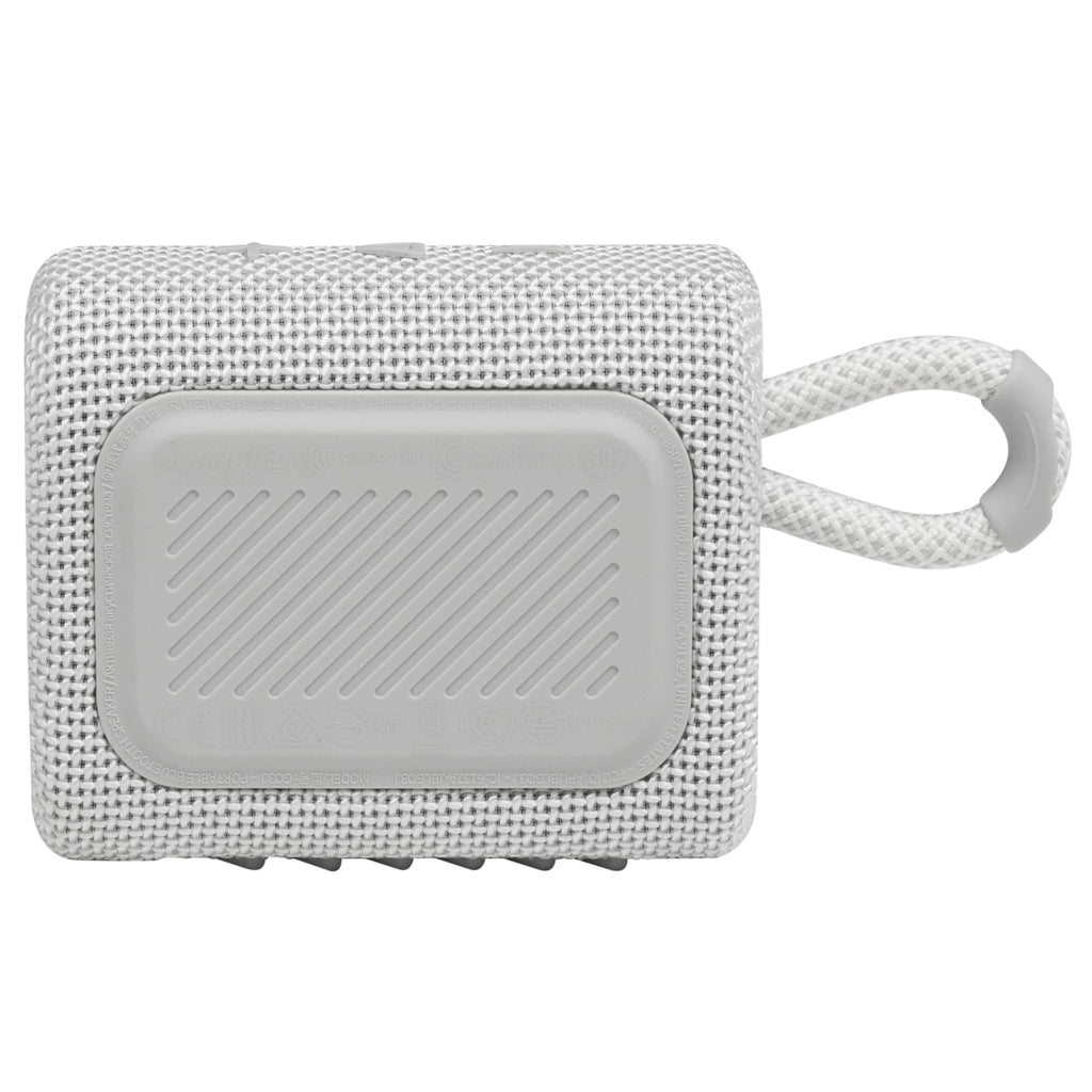 JBL Go 3 - Portable Mini Bluetooth Speaker, big audio and punchy bass, IP67 waterproof and dustproof, 5 hours of playtime, speaker for home, outdoor and travel (White)