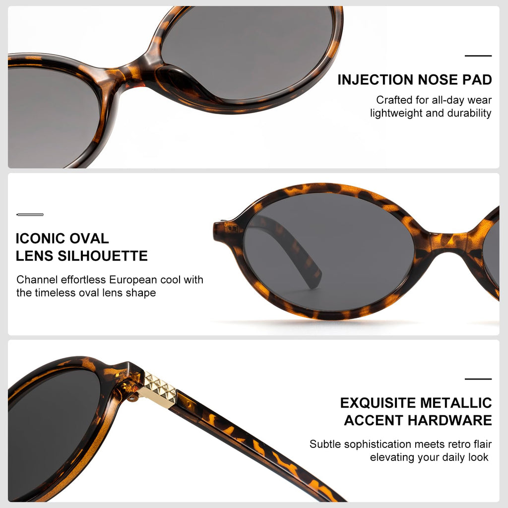 ViewJoy Retro Oval Sunglasses for Women Vintage 90s Y2K Trendy Designer Sun Glasses
