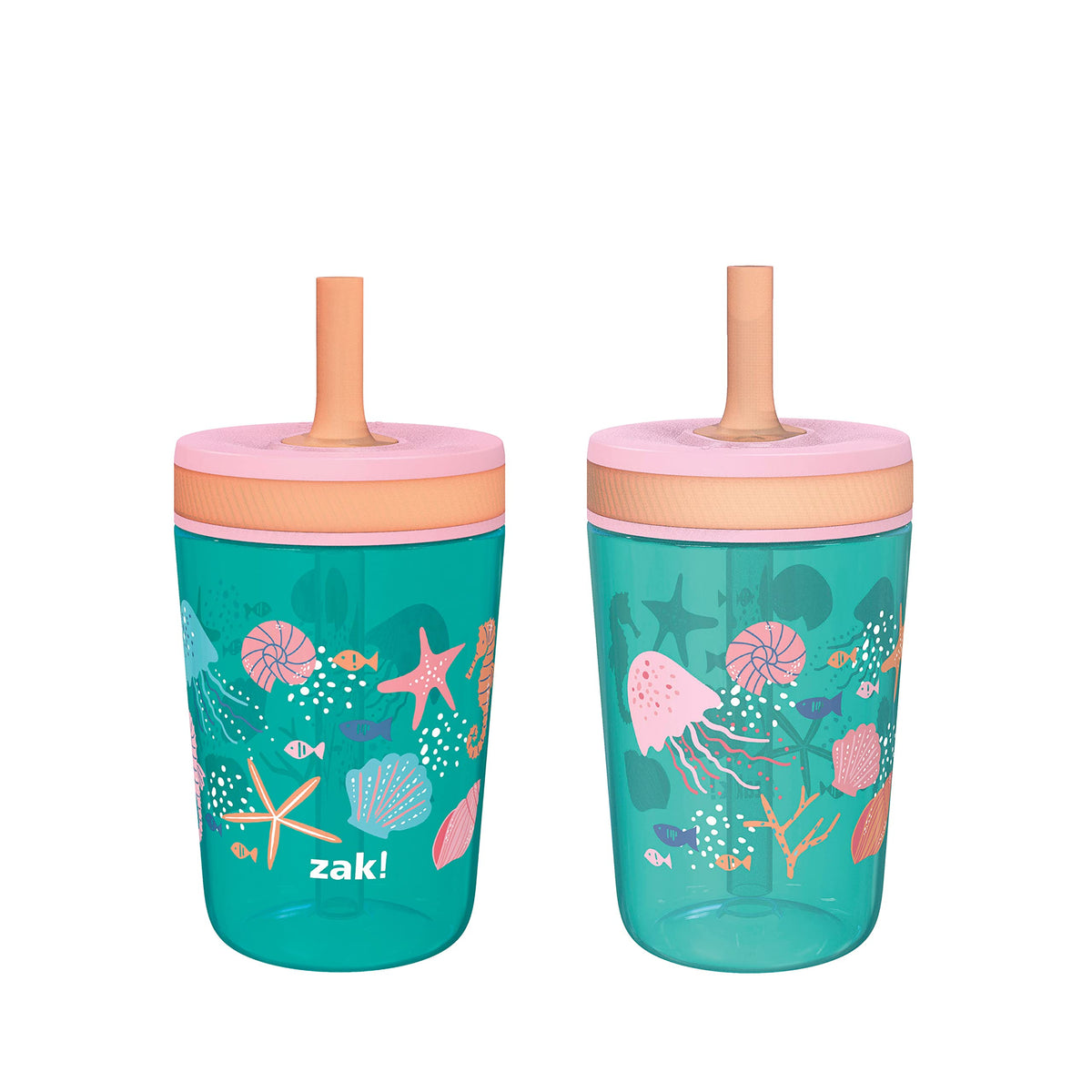 Zak Designs Kelso Toddler Cups For Travel or At Home, 15oz 2-Pack Durable Plastic Sippy Cups With Leak-Proof Design is Perfect For Kids (Sweet Berry, Lemon Zest)