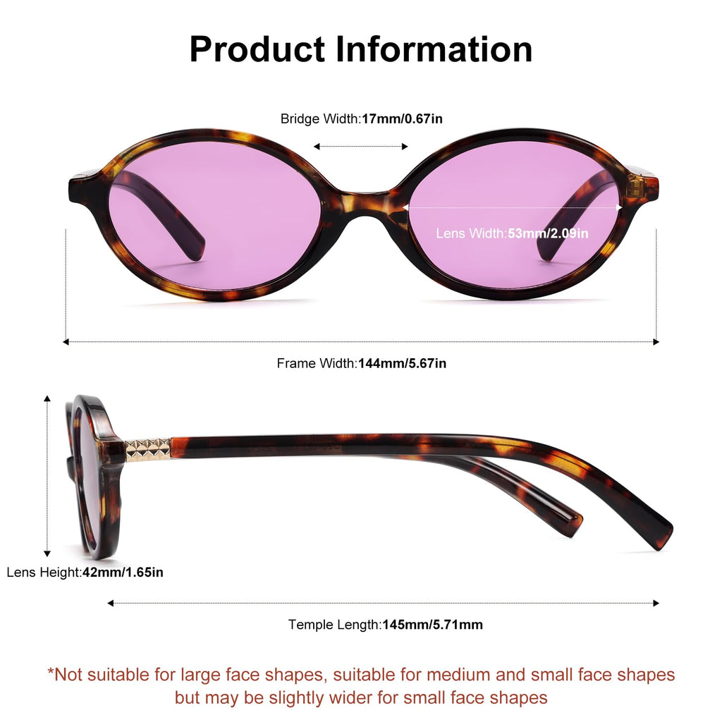 ViewJoy Retro Oval Sunglasses for Women Vintage 90s Y2K Trendy Designer Sun Glasses