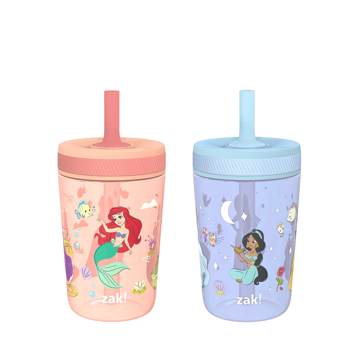 Zak Designs Kelso Toddler Cups For Travel or At Home, 15oz 2-Pack Durable Plastic Sippy Cups With Leak-Proof Design is Perfect For Kids (Sweet Berry, Lemon Zest)