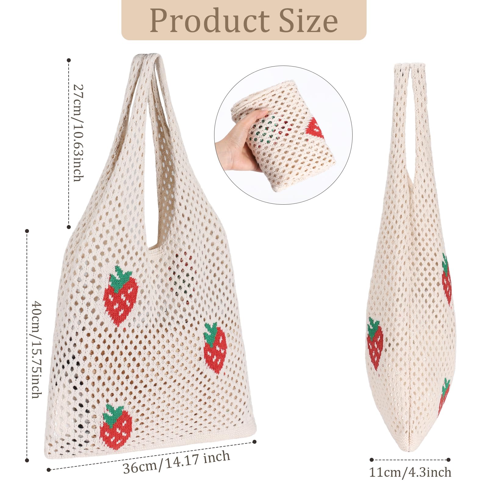 Sightor Crochet Tote Bag, Mesh Beach Bag Knit Summer Hobo Bag Vacation Boho Tote Bag for Women