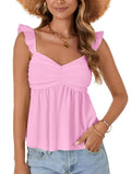 LYANER Women's Babydoll Tank Top Summer Camisole Dressy Casual Ruffle Strap Sleeveless Flowy Hem Peplum Tops