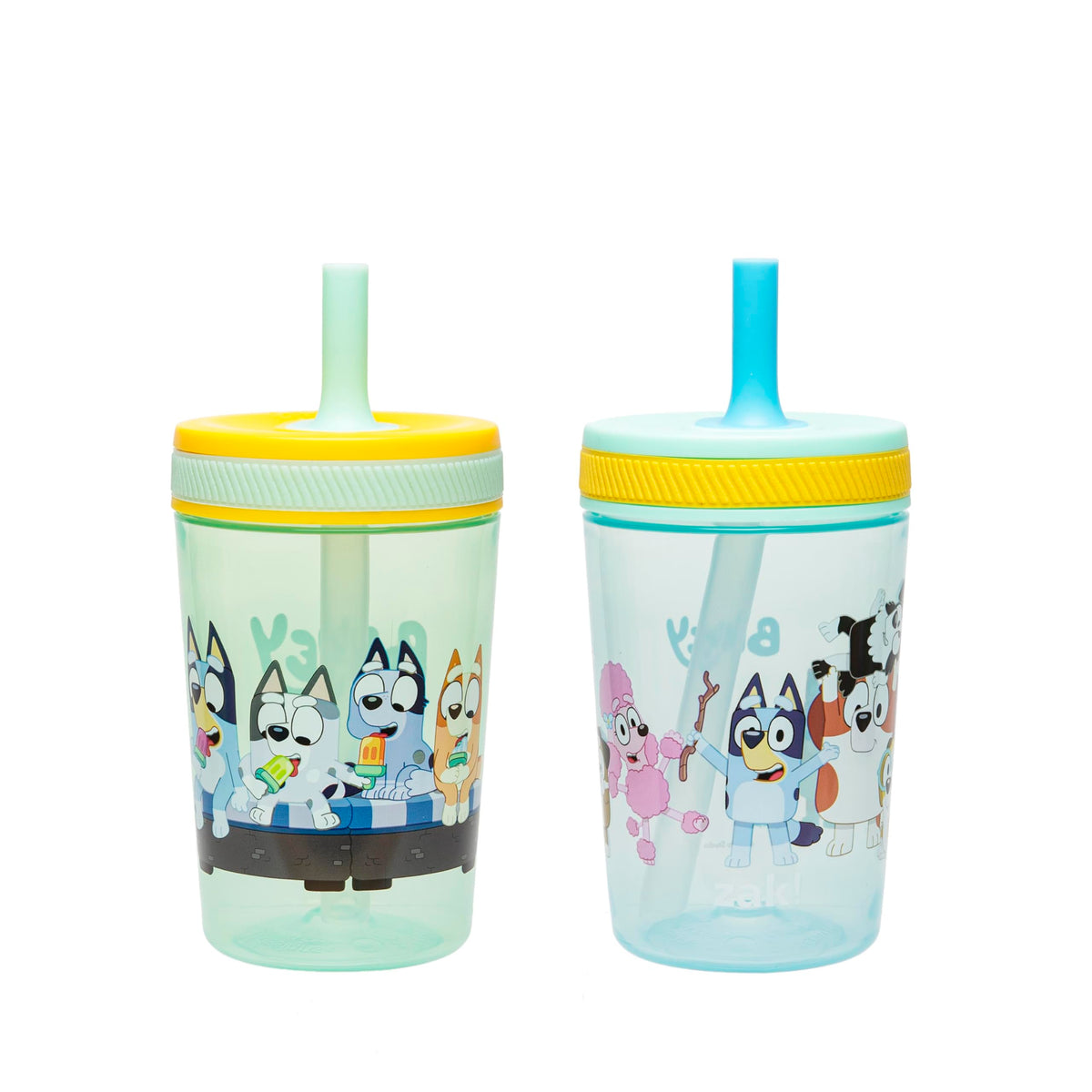 Zak Designs Kelso Toddler Cups For Travel or At Home, 15oz 2-Pack Durable Plastic Sippy Cups With Leak-Proof Design is Perfect For Kids (Sweet Berry, Lemon Zest)
