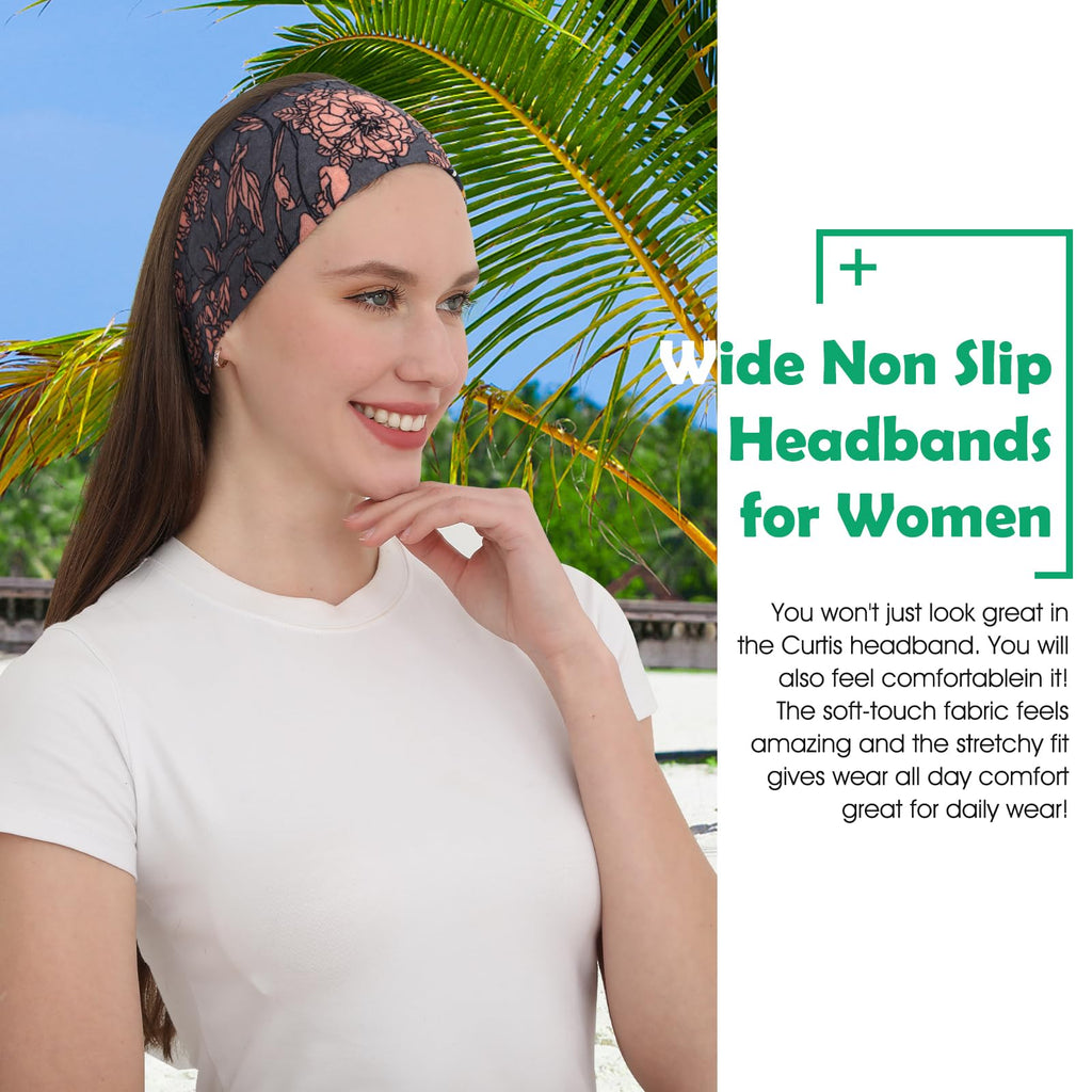 RITOPER Workout Wide Headbands for Women Non Slip, Super Soft Yoga Running Exercise Head Bands, Elastic Sweat Band Hair Bands for Women's Hair, Womens Solid Headband Hair Wrap