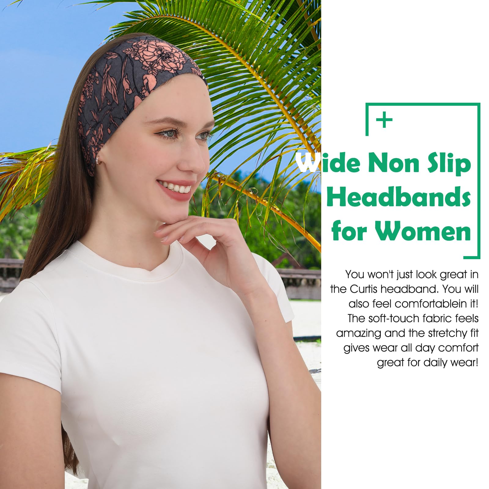 RITOPER Workout Wide Headbands for Women Non Slip, Super Soft Yoga Running Exercise Head Bands, Elastic Sweat Band Hair Bands for Women's Hair, Womens Solid Headband Hair Wrap