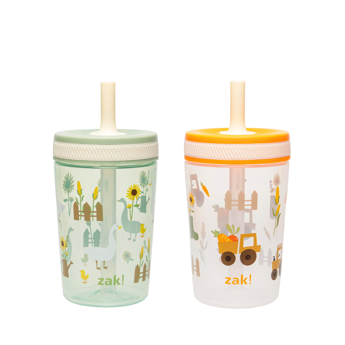 Zak Designs Kelso Toddler Cups For Travel or At Home, 15oz 2-Pack Durable Plastic Sippy Cups With Leak-Proof Design is Perfect For Kids (Sweet Berry, Lemon Zest)