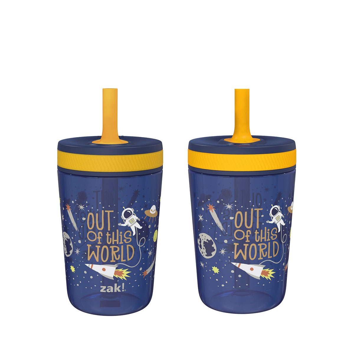 Zak Designs Kelso Toddler Cups For Travel or At Home, 15oz 2-Pack Durable Plastic Sippy Cups With Leak-Proof Design is Perfect For Kids (Sweet Berry, Lemon Zest)