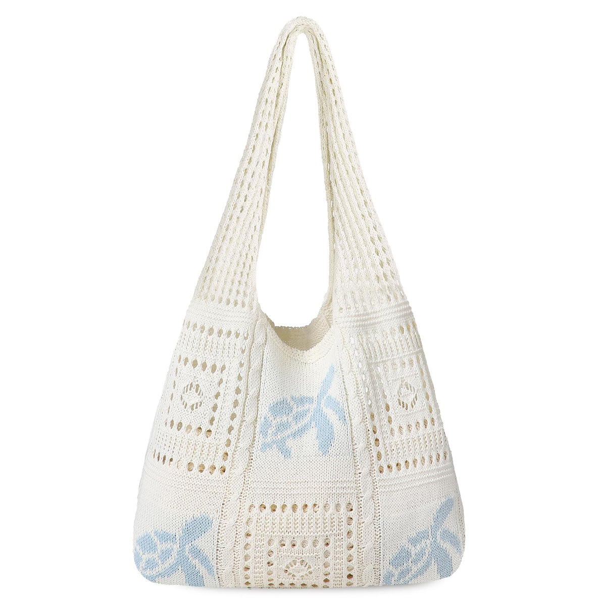 Sightor Crochet Tote Bag, Mesh Beach Bag Knit Summer Hobo Bag Vacation Boho Tote Bag for Women