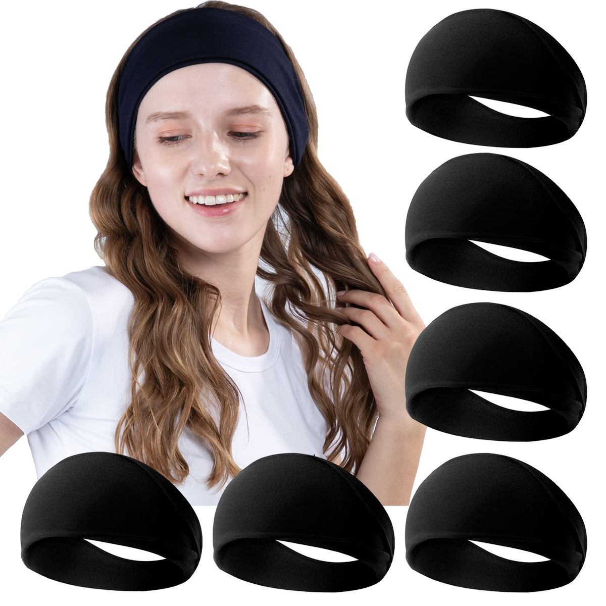 RITOPER Workout Wide Headbands for Women Non Slip, Super Soft Yoga Running Exercise Head Bands, Elastic Sweat Band Hair Bands for Women's Hair, Womens Solid Headband Hair Wrap