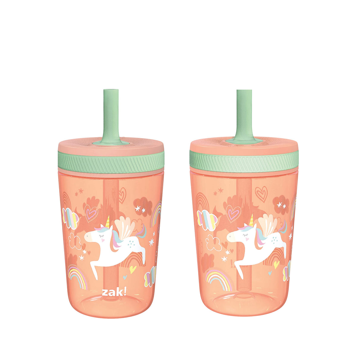 Zak Designs Kelso Toddler Cups For Travel or At Home, 15oz 2-Pack Durable Plastic Sippy Cups With Leak-Proof Design is Perfect For Kids (Sweet Berry, Lemon Zest)