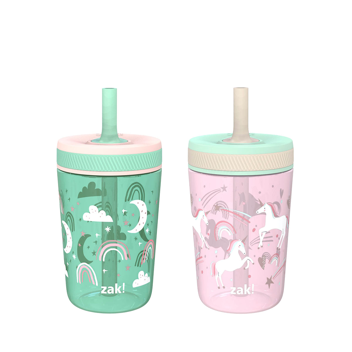 Zak Designs Kelso Toddler Cups For Travel or At Home, 15oz 2-Pack Durable Plastic Sippy Cups With Leak-Proof Design is Perfect For Kids (Sweet Berry, Lemon Zest)