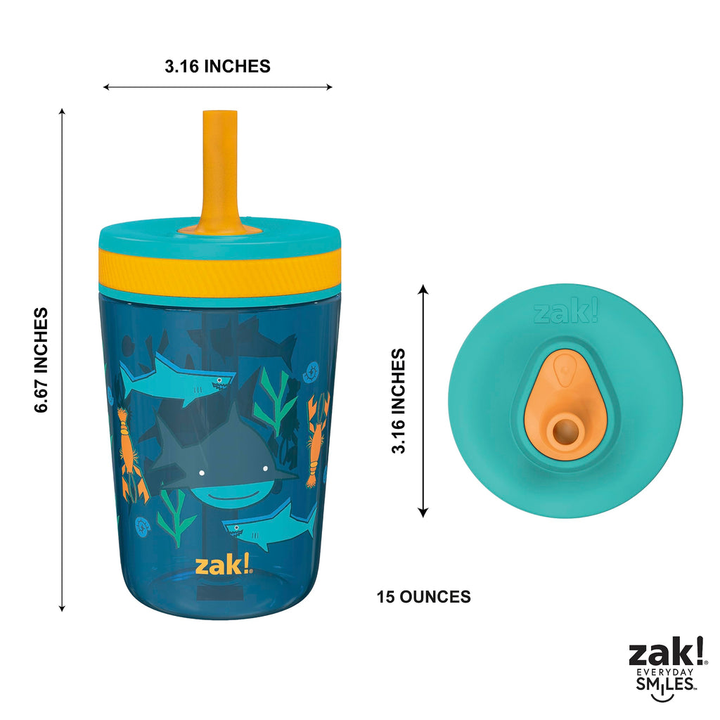 Zak Designs Kelso Toddler Cups For Travel or At Home, 15oz 2-Pack Durable Plastic Sippy Cups With Leak-Proof Design is Perfect For Kids (Sweet Berry, Lemon Zest)